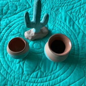 Cactus Sculpture with Terracotta Pots